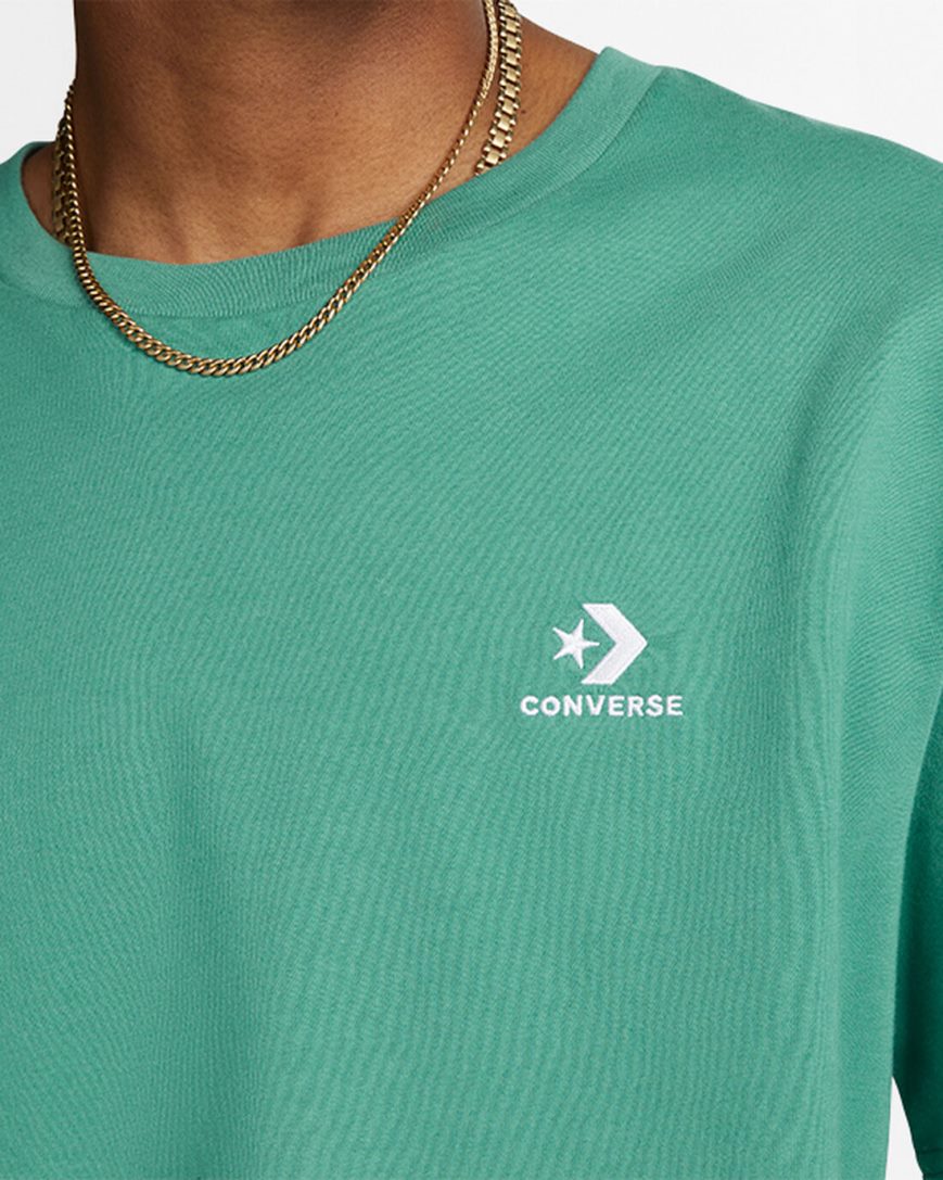 Women's Converse Go-To Embroidered Star Chevron Standard Fit T-Shirts Green | AU 1CE04Q